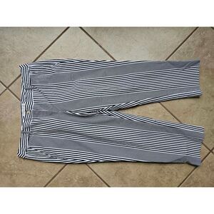 Michael Kors Black White Striped Stretch Pants Size 12 Statement